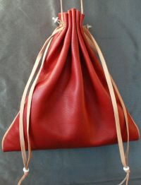 Ladies 14th/15th century large square drawstring purse with piped seams
