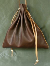 Ladies 14th/15th century square drawstring purse with piped seams