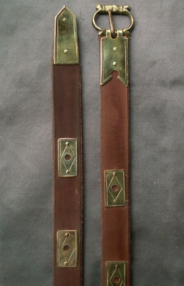 Medieval belt  buckle plate, strap end and mounts