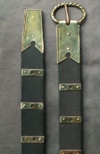 Medieval belt  buckle plate, strap end and mounts