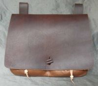 16th - 17th century medium belt wallet with a square front and two pouchlets