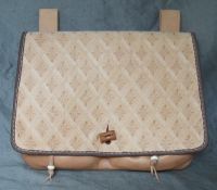 16th - 17th century medium belt wallet with a tooled square front and two pouchlets