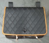 16th - 17th century medium belt wallet with a tooled square front and two pouchlets