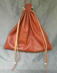 Ladies 14th/15th century square drawstring purse with piped seams